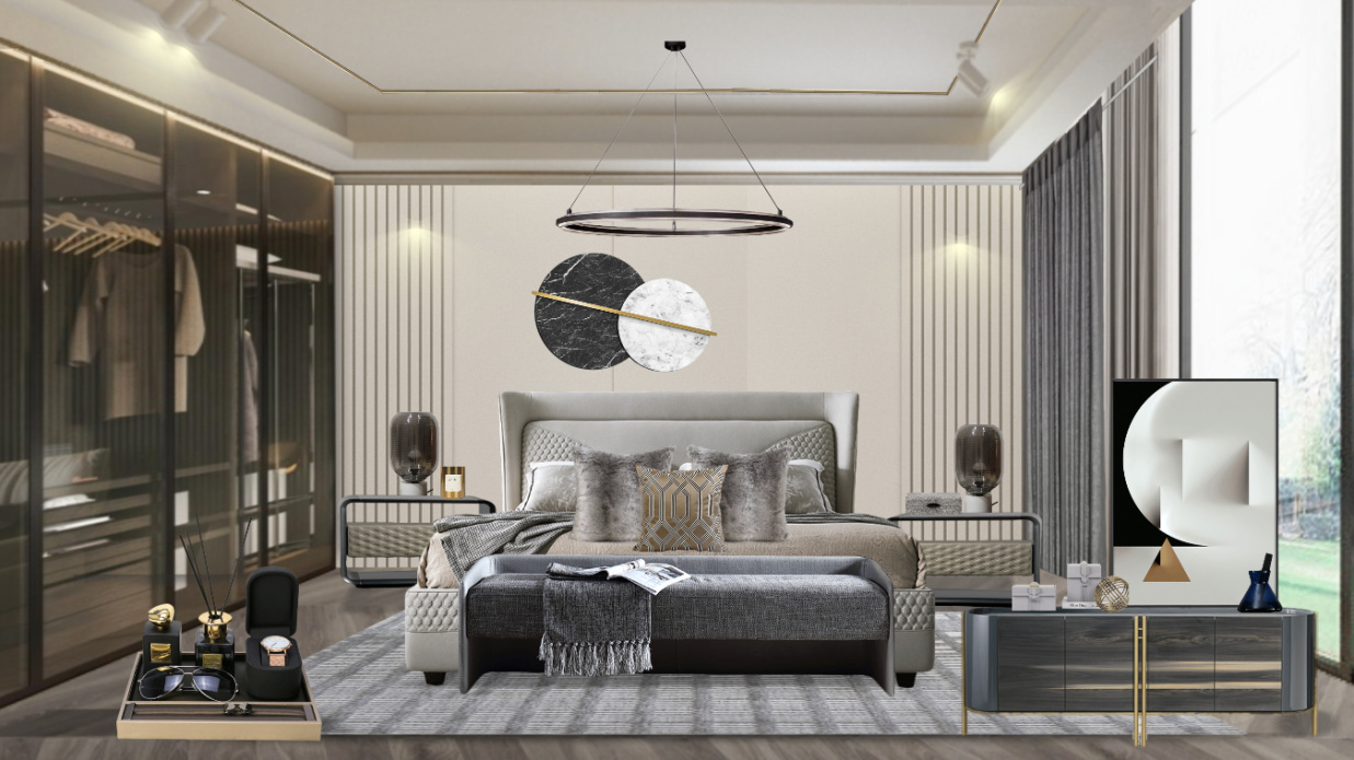 软装方案-现代卧室软装方案-软装搭配方案/2021-美间(软装采购助手)