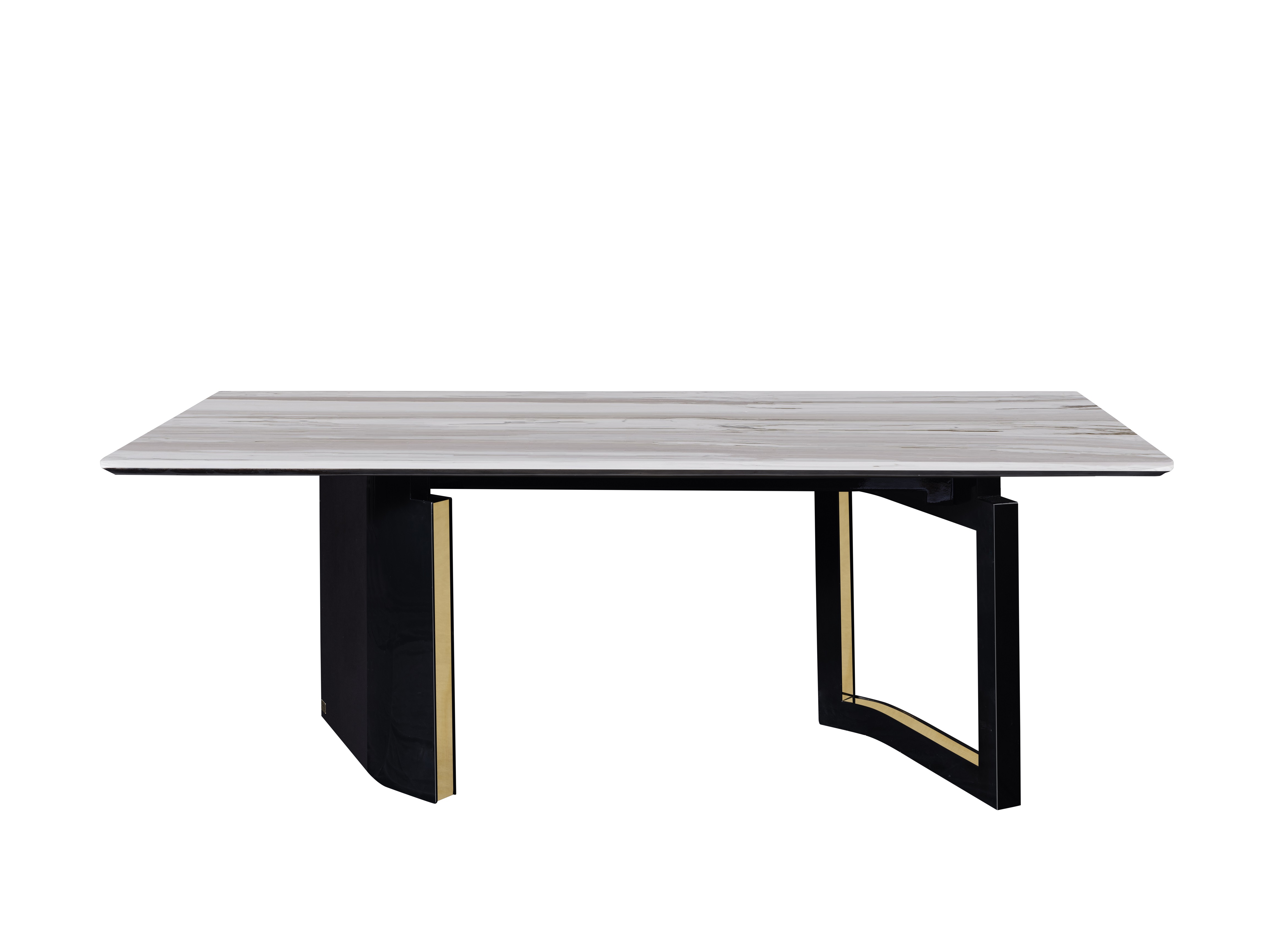 苏诺斯 现代高亮光大理石面长餐桌