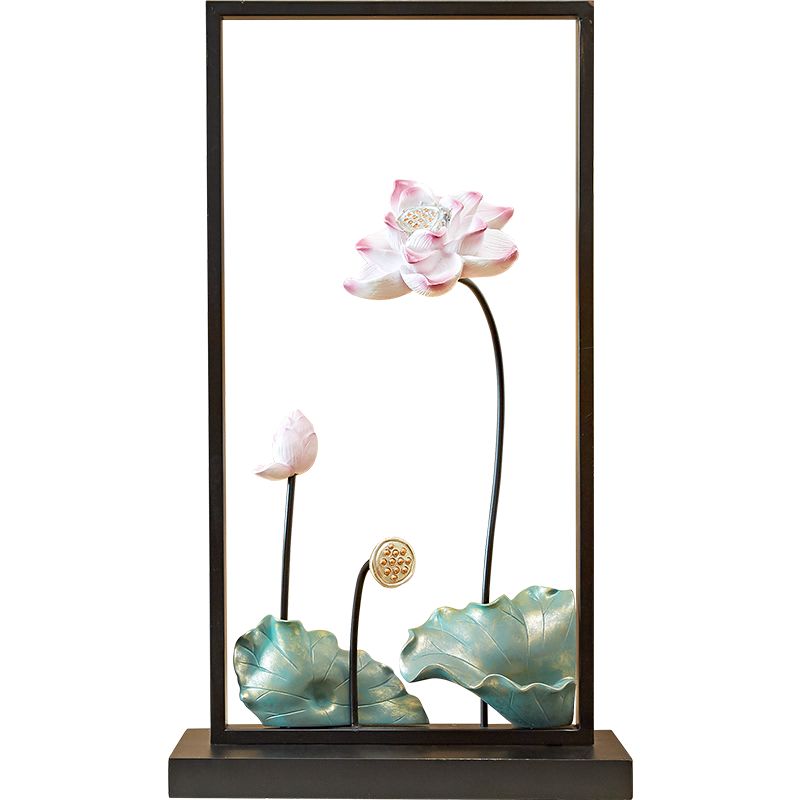 禅意莲花摆件家居装饰品创意书房客厅装饰边柜摆件搬家礼物-摆件-2021