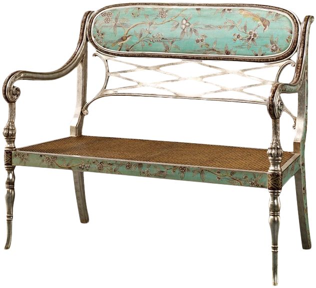 凤凰美居 欧式古典彩绘双人椅子长椅