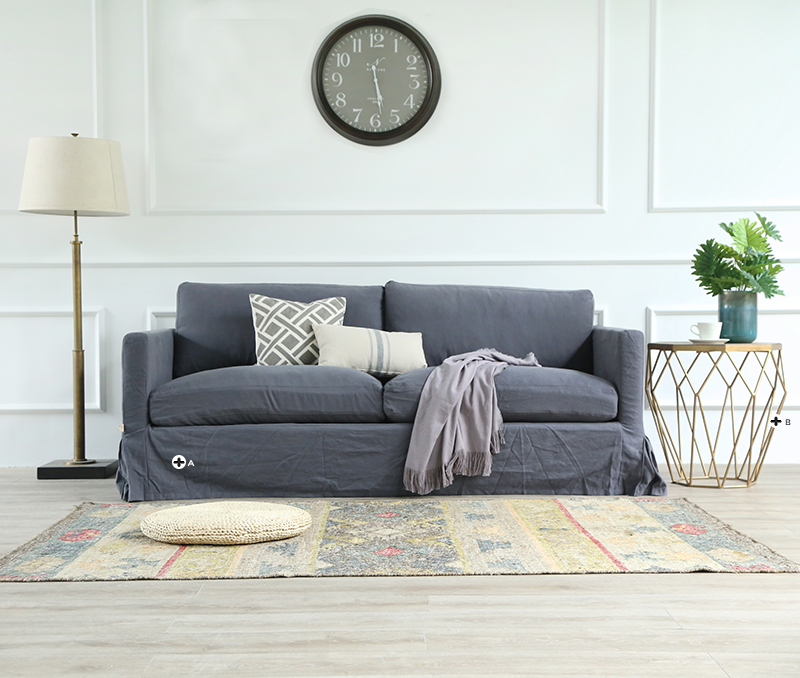 北欧乡村风格可拆洗布艺羽绒沙发客厅家具现代简约民宿三人沙发