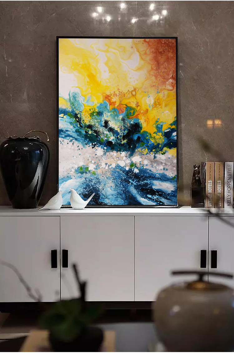 抽象画现代简约大幅壁画客厅玄关装饰画卧室房间墙壁竖版走廊挂画