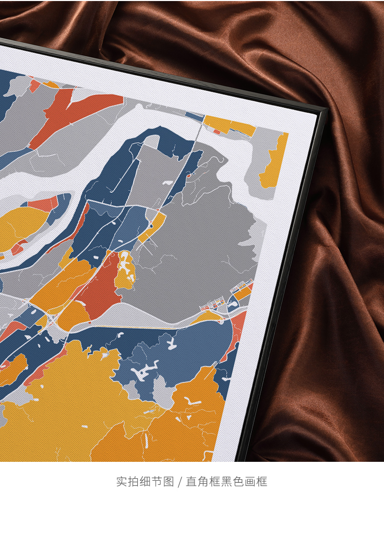 鳟鱼 现代城市地图横版抽象艺术喷绘