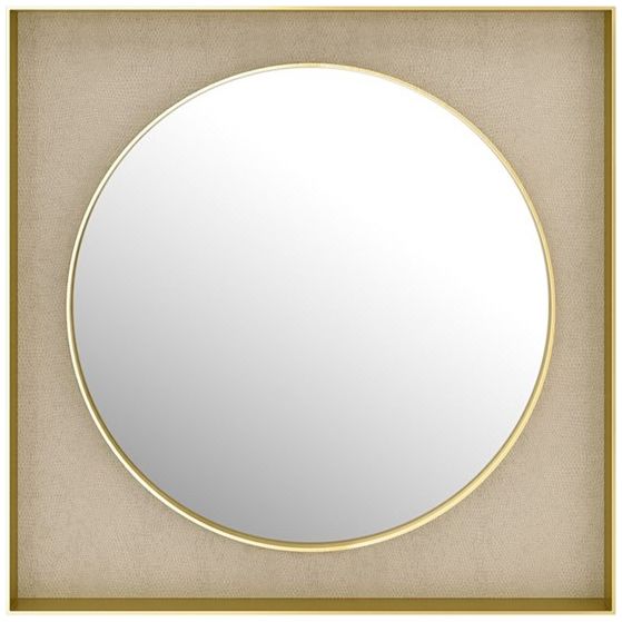 frato 现代磨砂黄铜镜面纹理皮革镜子