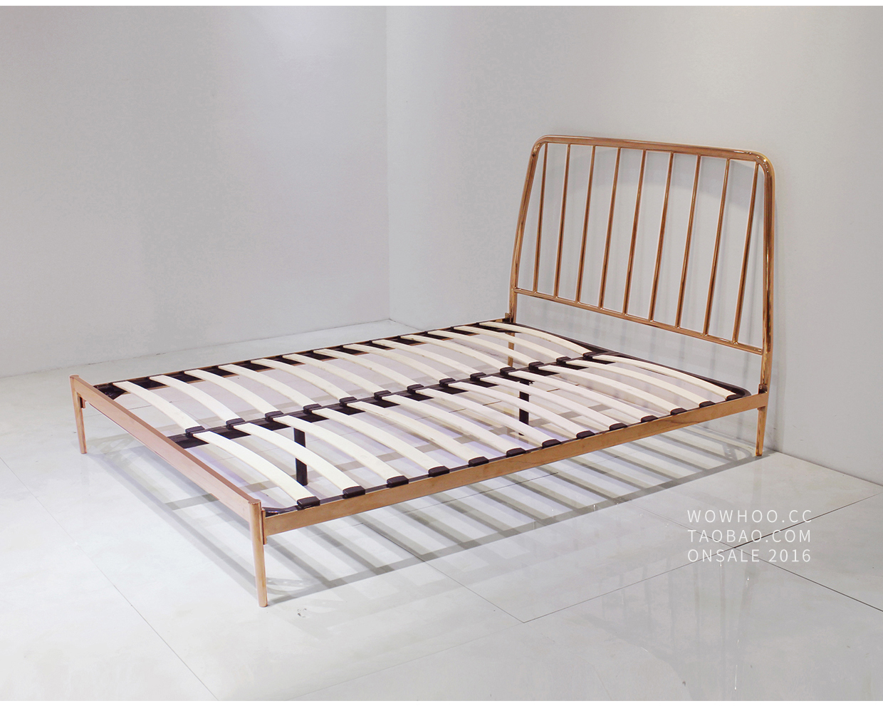 wowhoo我活 北欧风不锈钢金属大床