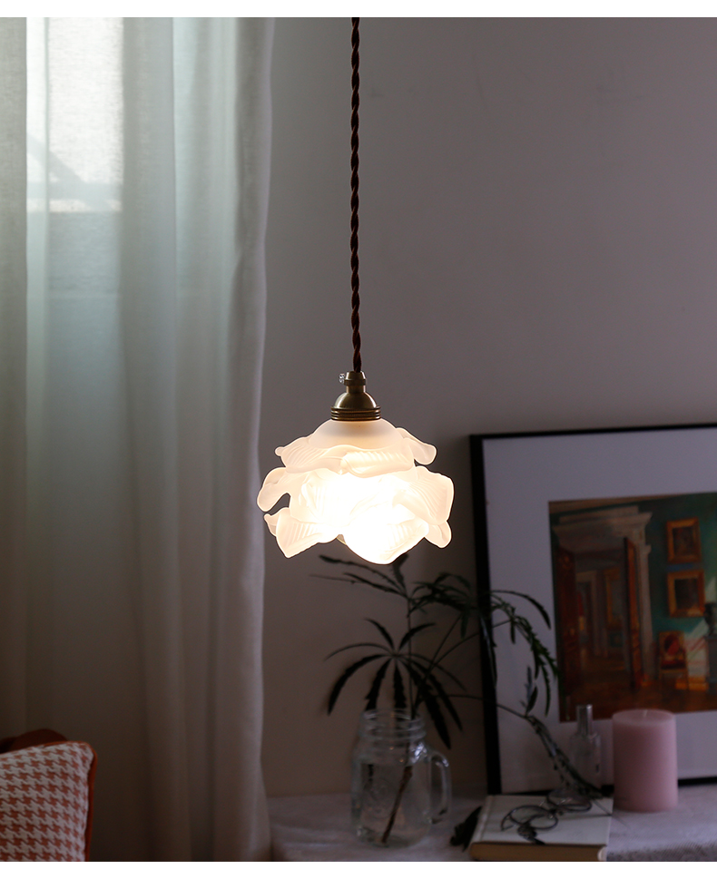 西早 美式文艺花朵玻璃吊灯