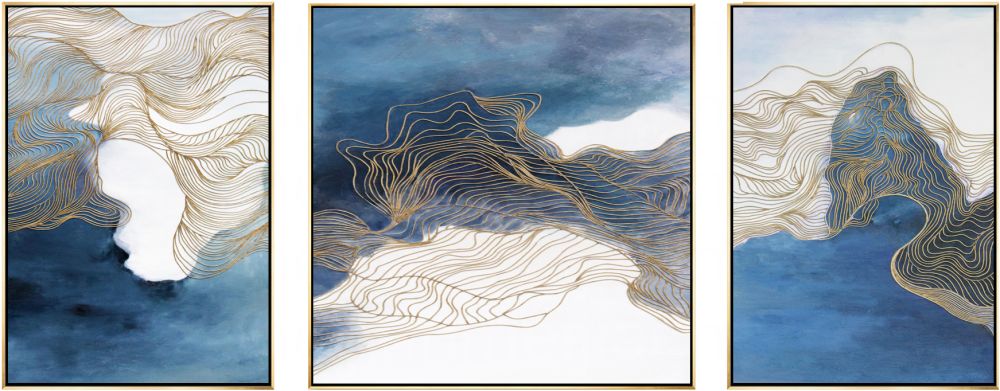 新中式客厅装饰画现代简约抽象山水壁画沙发背景墙意境挂画三联画