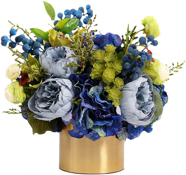 density密度/蓝色法式插花仿真花艺/古铜复古高端家居装饰花艺