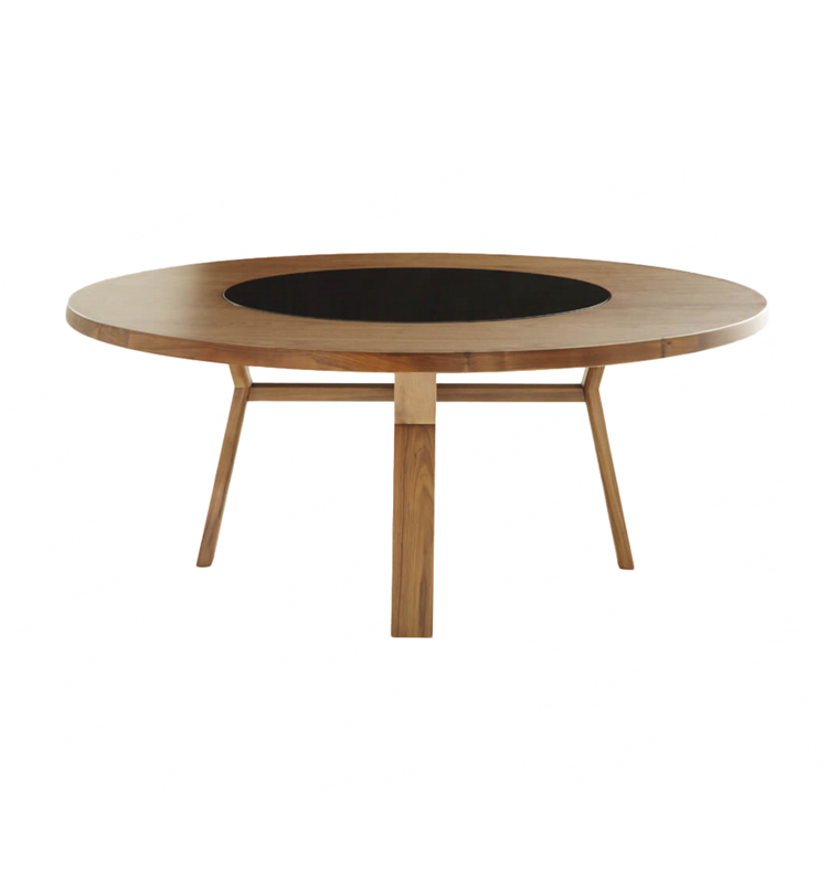 hc28家具美式乡村现代简约黑胡桃实木餐台设计师中式大户型圆餐桌-餐