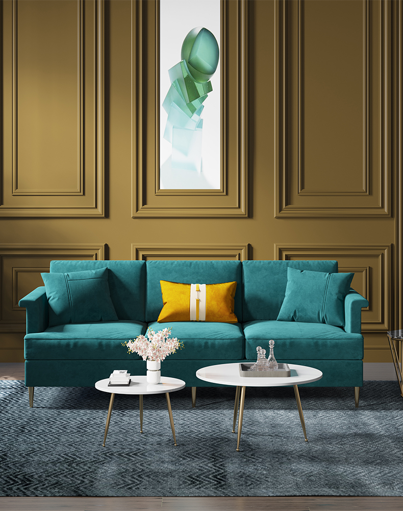 洛品家具 现代布艺轻奢样板间客厅ins设计师绒布三人沙发