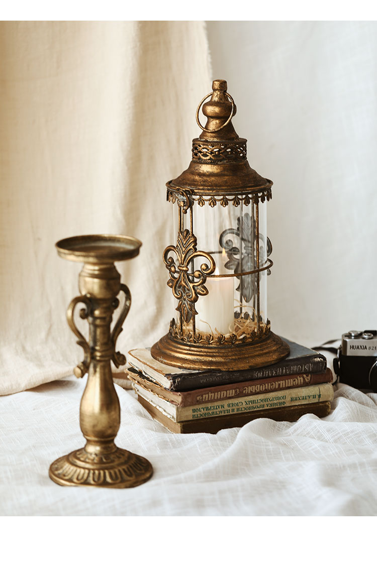 七茉家居 qimo home 法式铁艺手提户外烛台