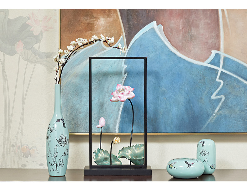 禅意莲花摆件家居装饰品创意书房客厅装饰边柜摆件搬家礼物-摆件-2021