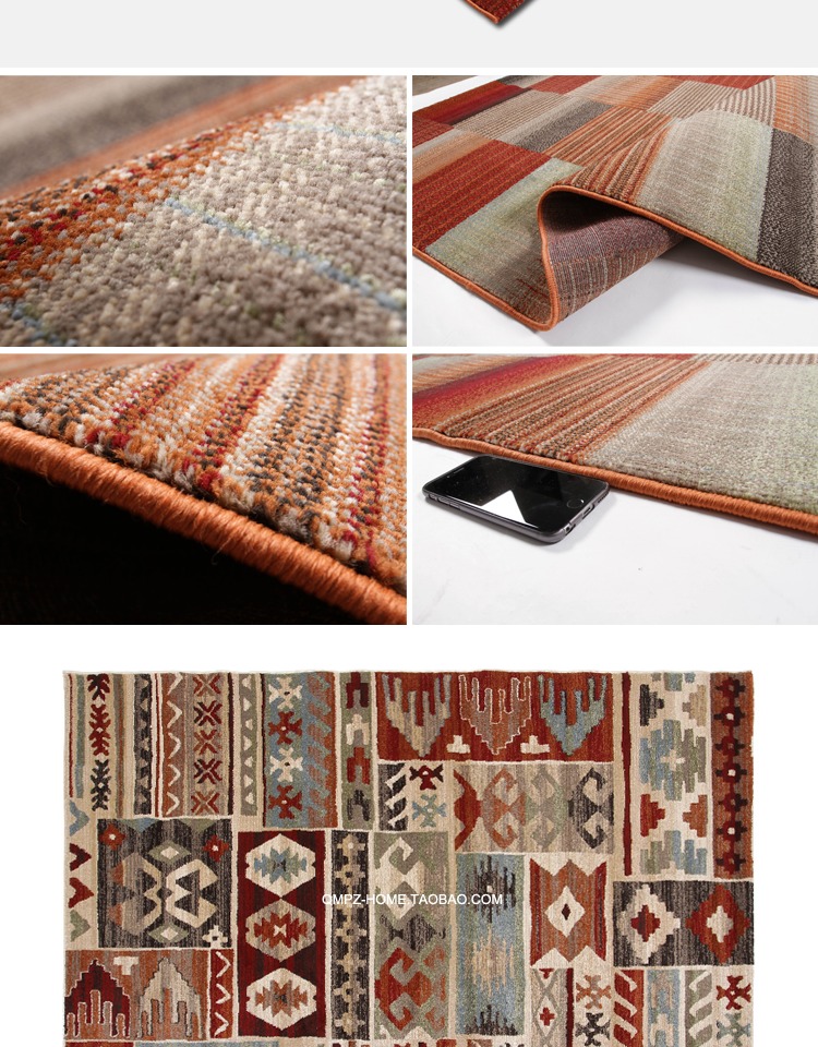 青木铺子 现代乡村几何图案客厅地毯