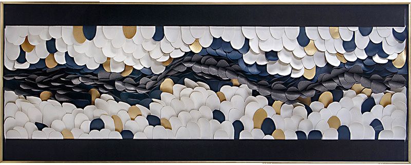 艺林画境现代立体皮革沙发背景壁画客厅装饰画样板房卧室床头挂画