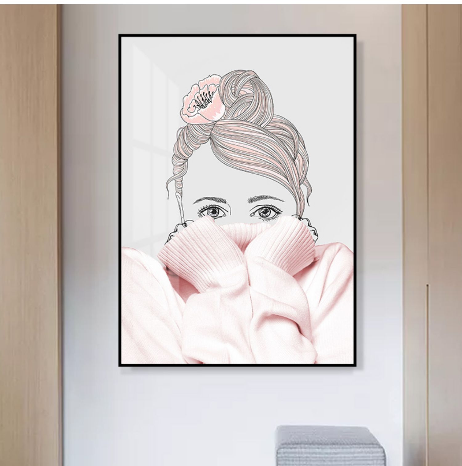 double tree 现代文艺女孩高清艺术复制装饰画