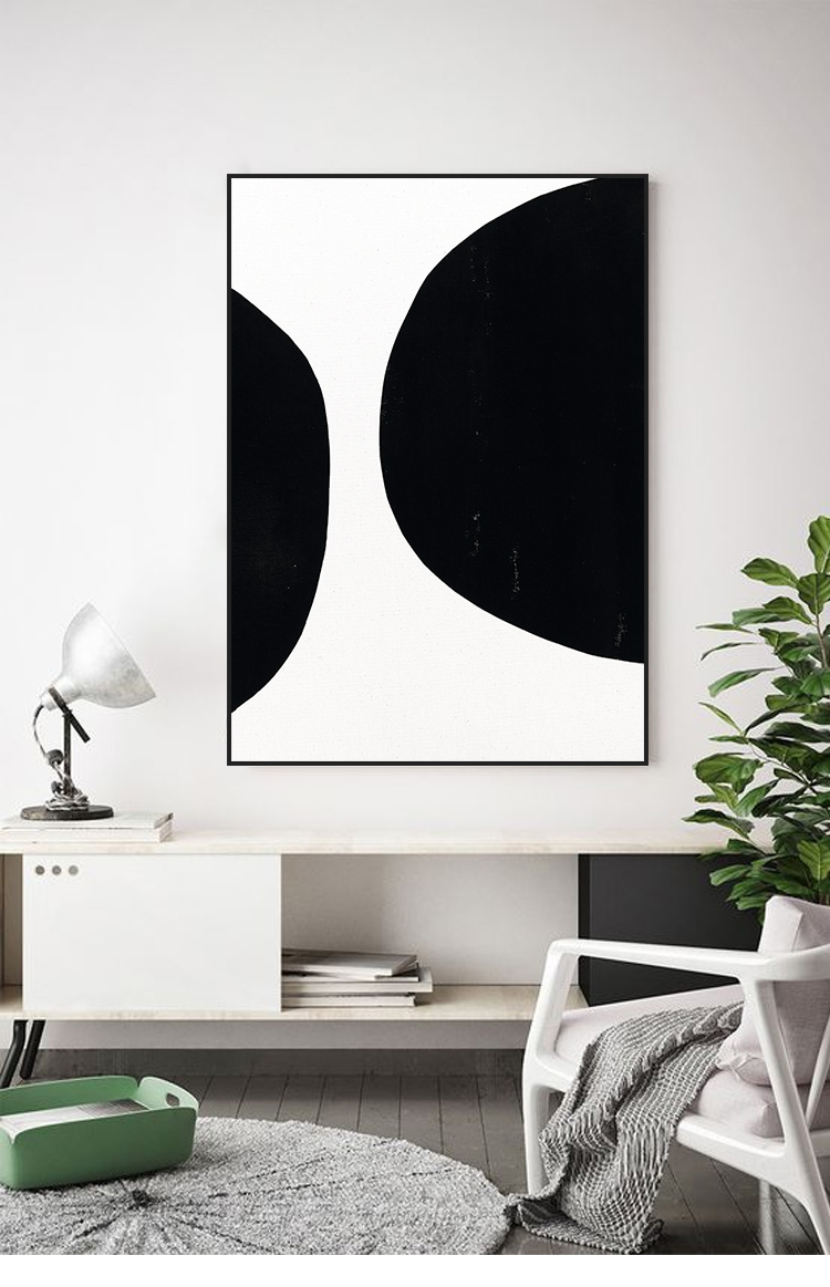 印象画都 现代极简挂画黑白几何色块艺术客厅书房背景墙抽象画