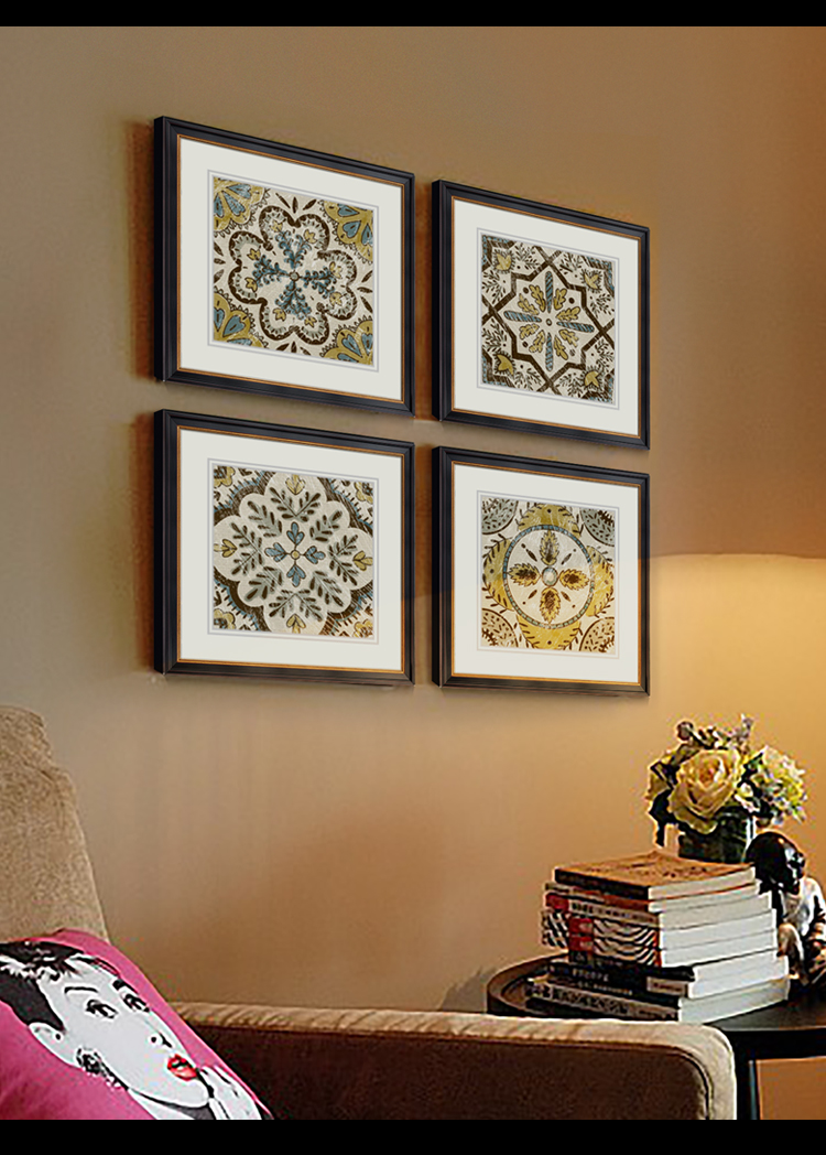 美式餐厅装饰画沙发背景墙休闲区饭厅壁画简美风格卧室衣帽间挂画