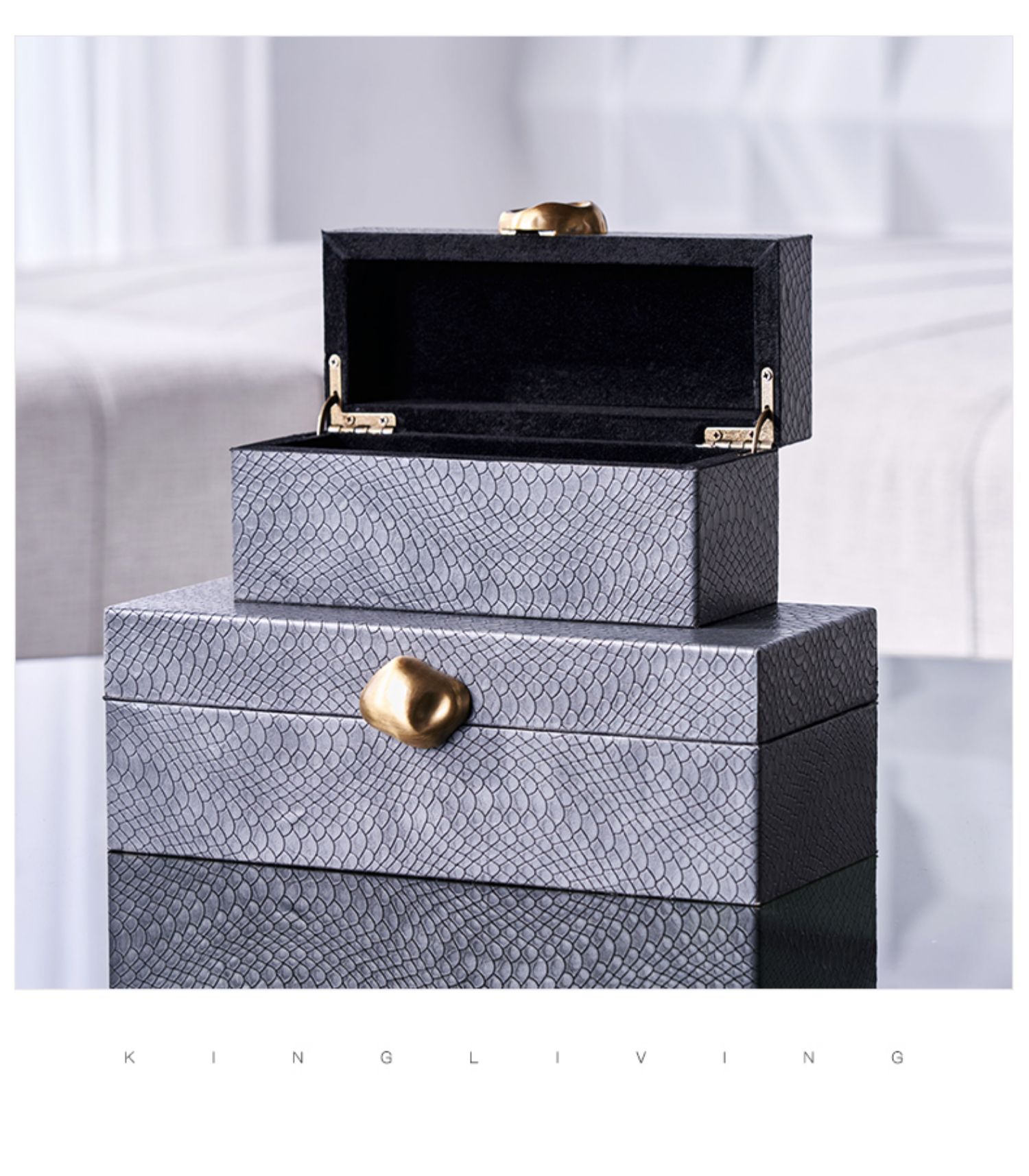 邸高 现代鳄鱼纹皮革首饰盒收纳
