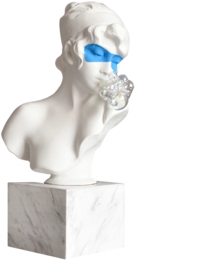 留连 现代吹泡泡女孩树脂人物雕塑