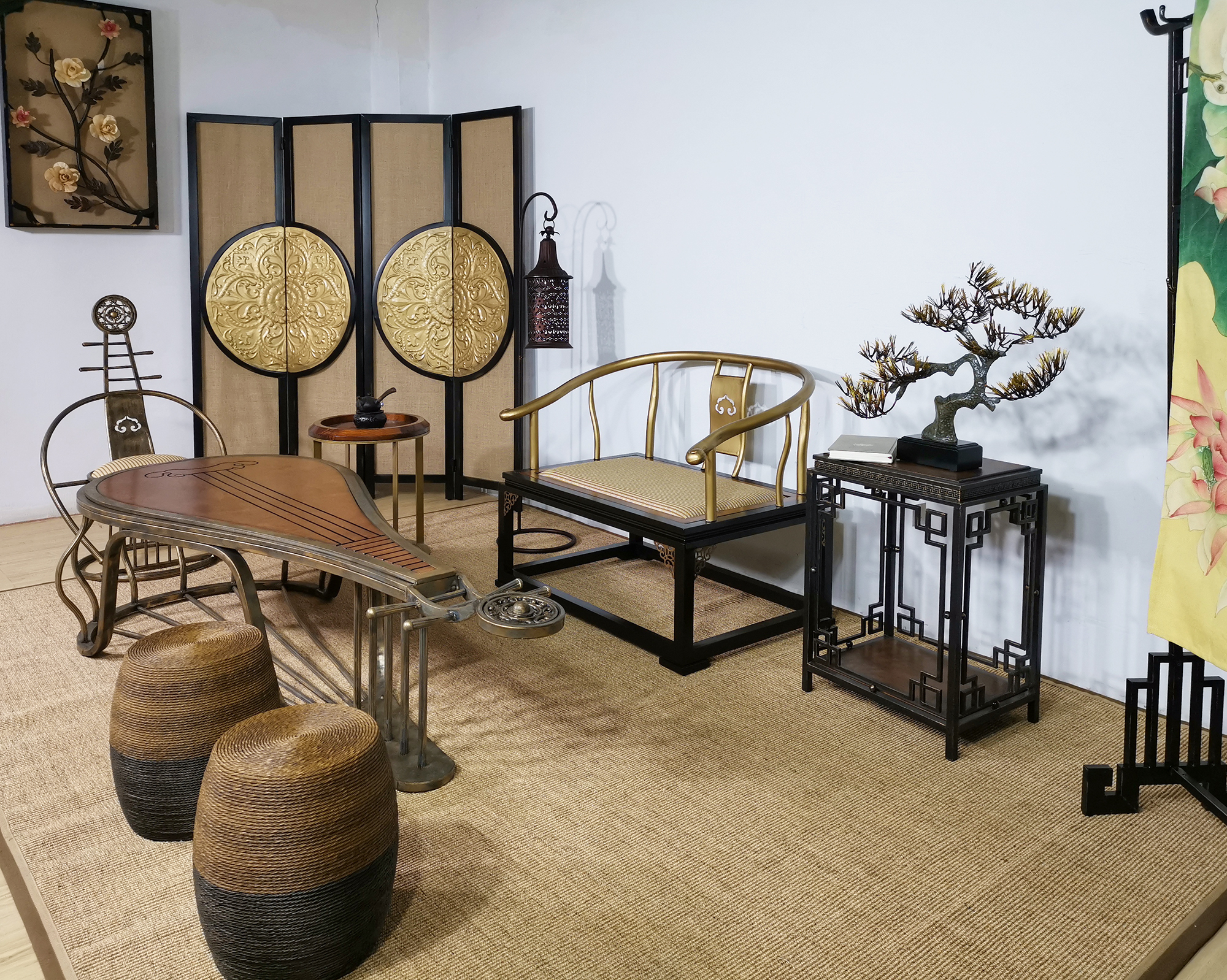 新中式创意琵琶茶几中国风功夫禅意茶桌现代中式茶几组合阳台茶几