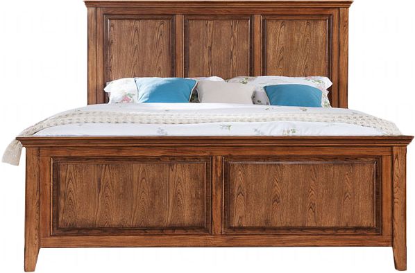 檀香丽舍美式榆木实木休闲简约乡村卧室家具1.5米1.8米双人床包邮