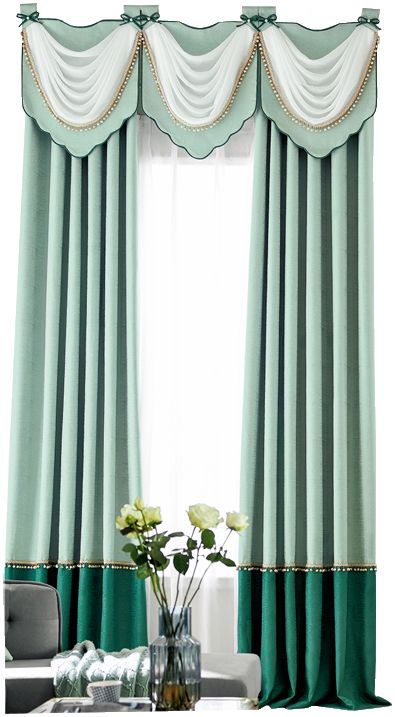 清新蓝绿色窗帘-窗帘-2021美间(软装设计采购助手)