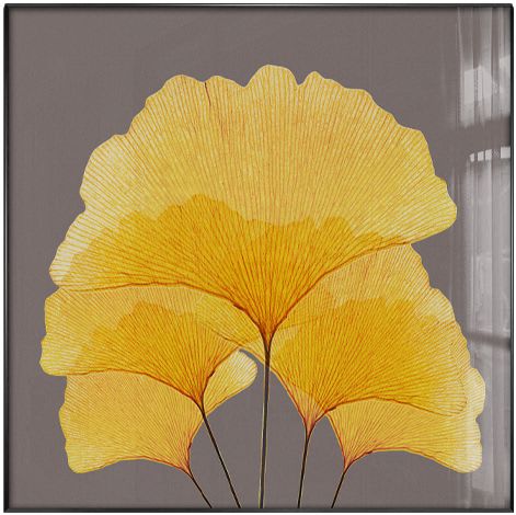 新中式现代装饰画银杏叶客厅沙发背景墙挂画餐厅玄关酒店别墅壁画