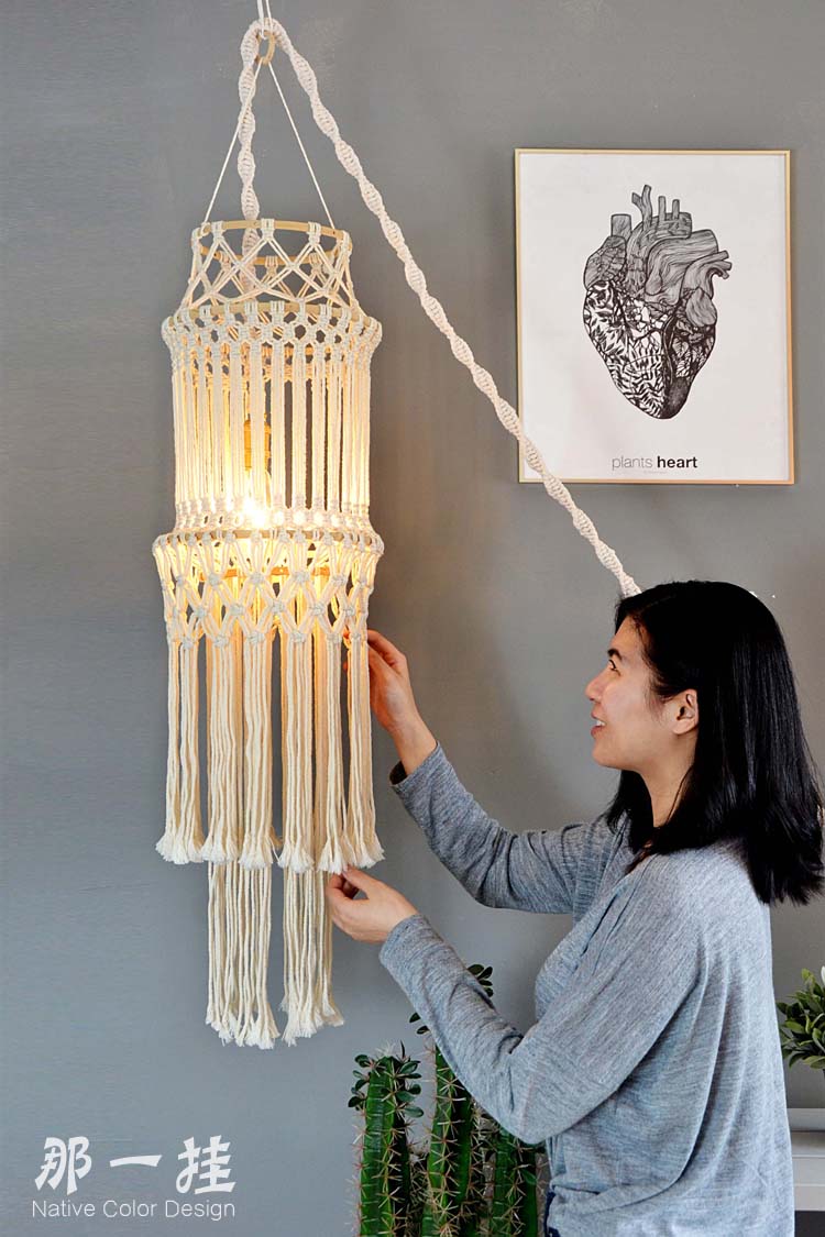手工编织灯罩吊灯 卧室波西米亚灯笼 民族风 拍摄道具装饰灯罩