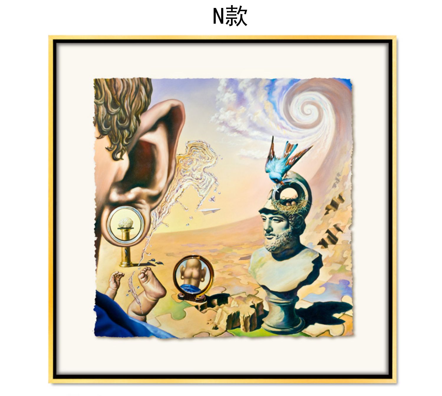 西方立体主义巴塞尔金箔工艺现代艺术实木框装饰画