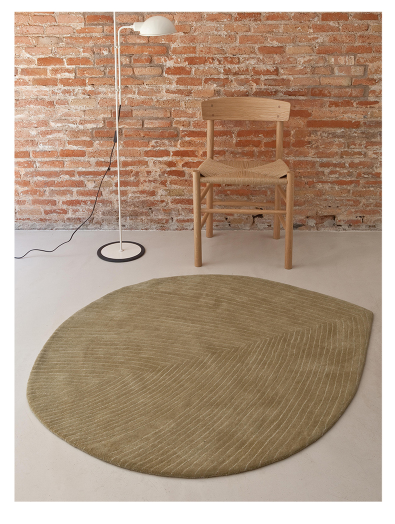 麦克罗伊北欧极简白色叶子异形手工羊毛钢琴地毯