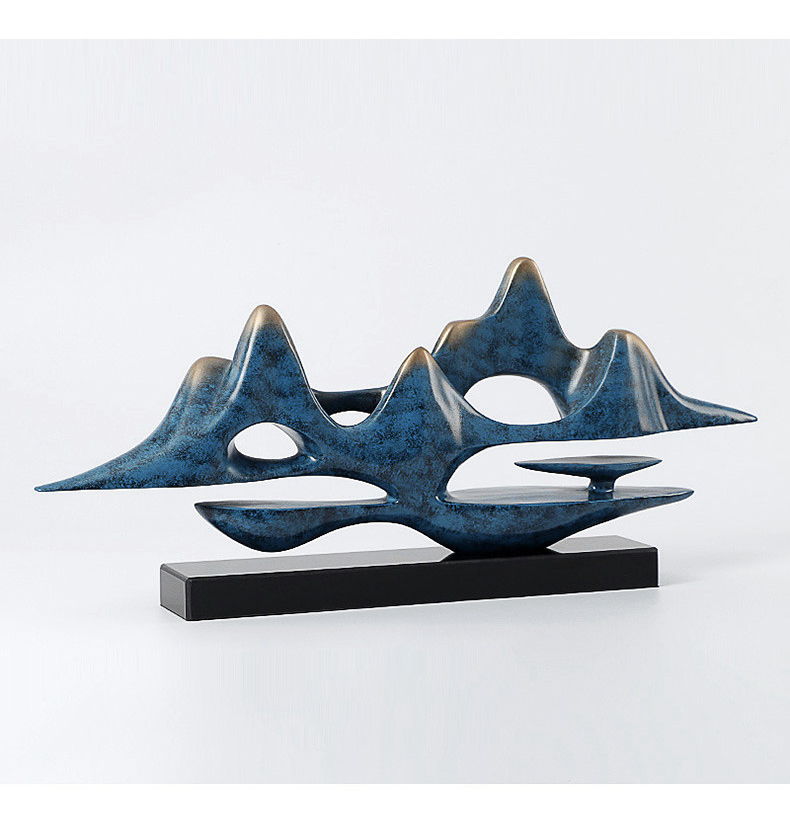 仙思图 新中式禅意云山雕塑酒店样板间售楼处橱窗别墅玄关摆件