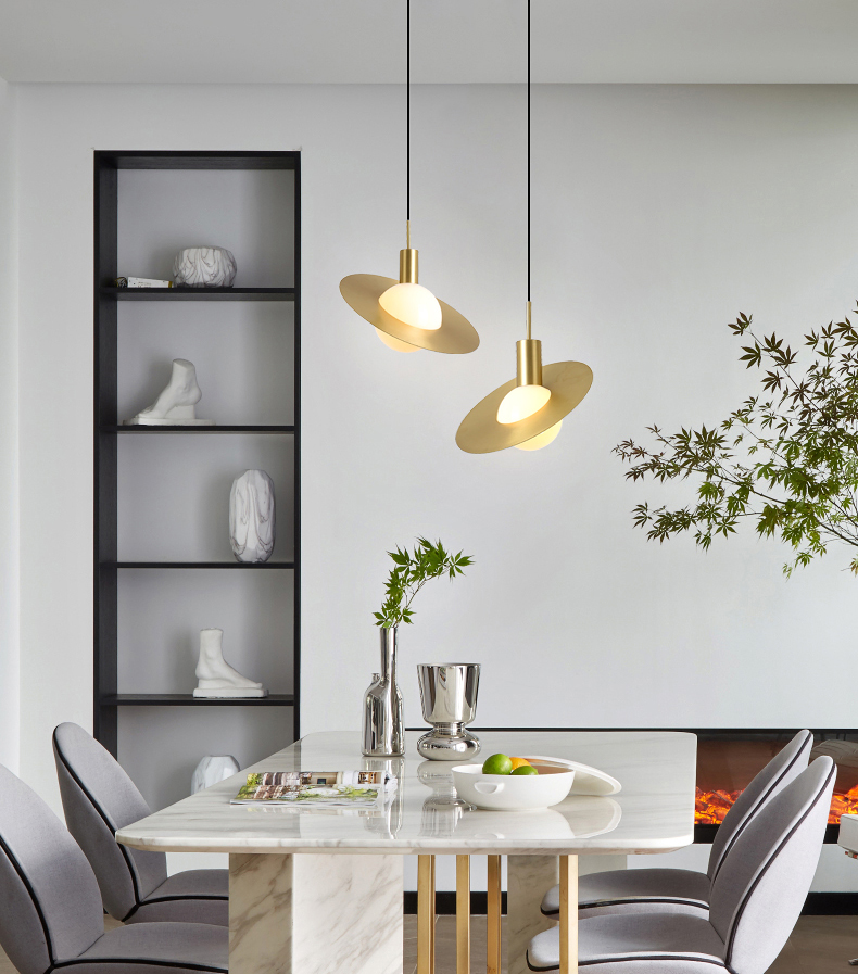 忆夕 北欧黄全铜吧台餐厅土星小吊灯-吊灯-2021美间(软装设计采购助手