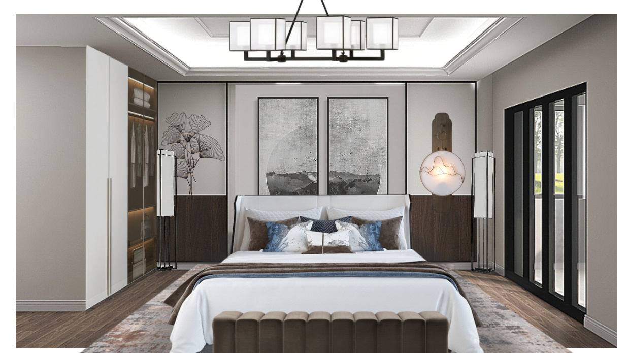 软装方案-新中式卧室软装方案-软装搭配方案/2021-美间(软装采购助手)