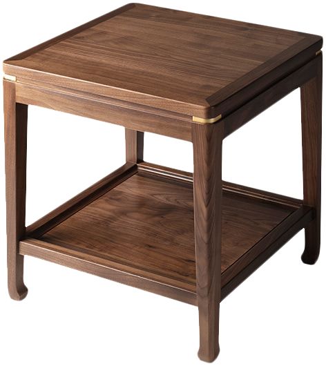 铜师傅 新中式铜木主义金韵天成黑胡桃版角几