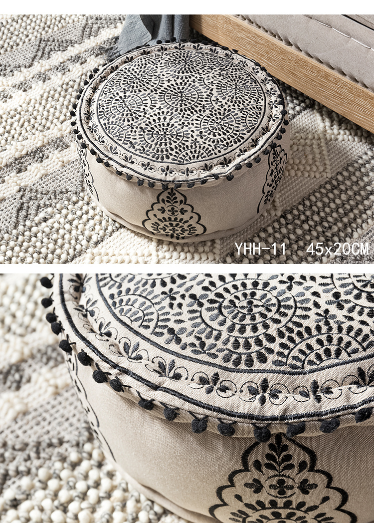 印度蒲团坐垫 大号圆形加厚布艺禅修打坐蒲团阳台榻榻米瑜伽坐垫