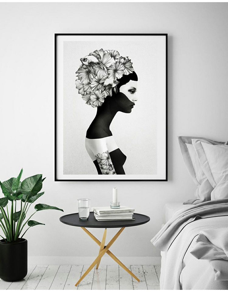 装饰画 客厅组合 创意个性人物画北欧现代简约餐厅艺术画美女挂画