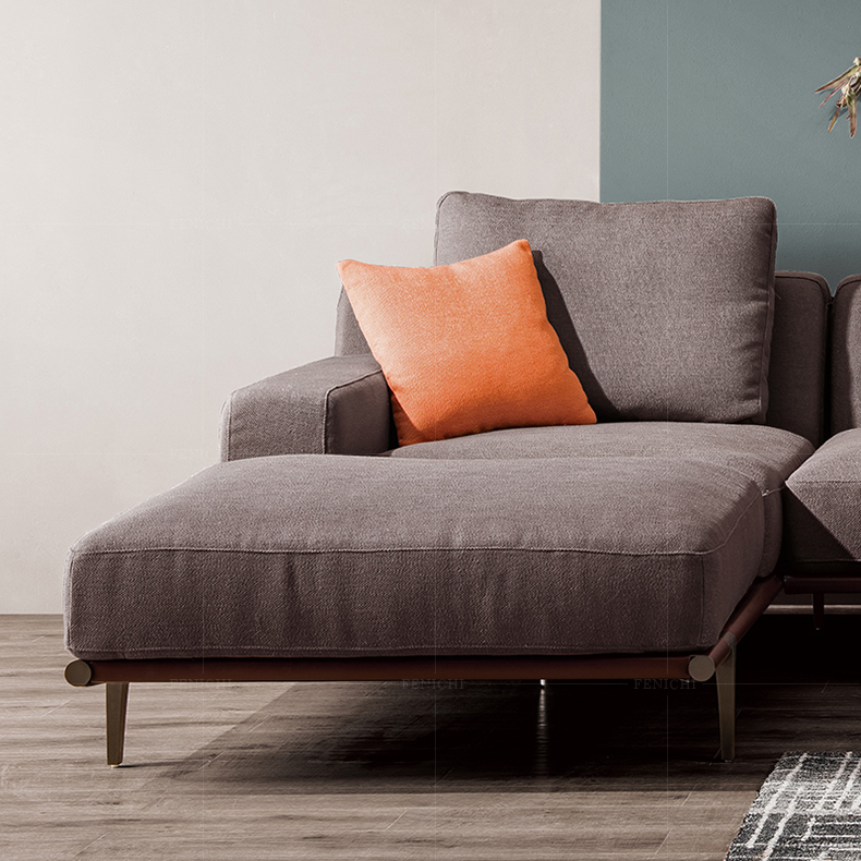 菲尼其 现代极简l形转角布艺羽绒多人沙发