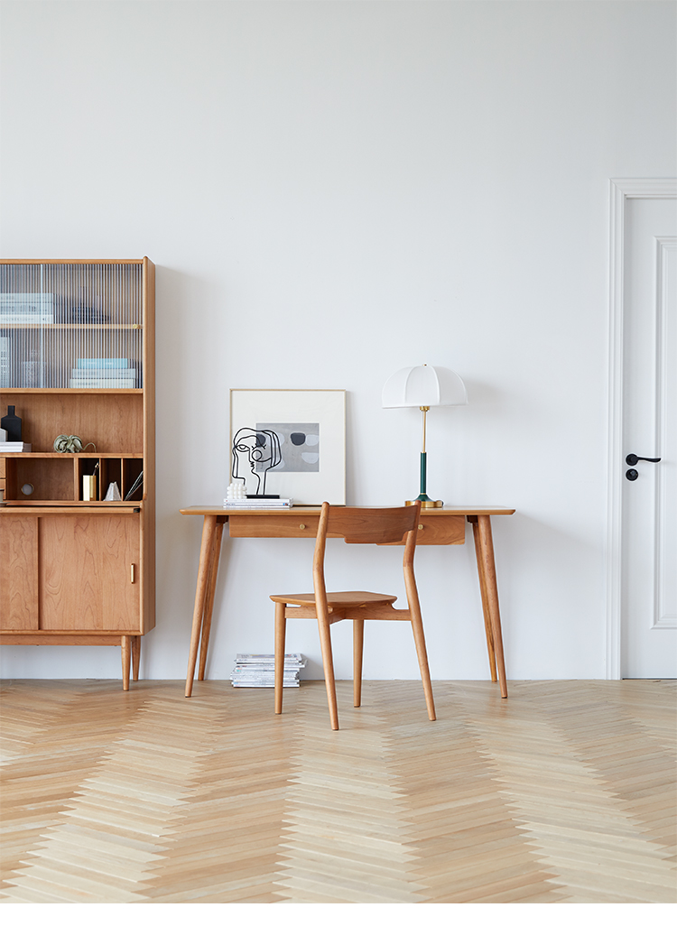 书房日式樱桃木电脑桌办公桌写字桌-书桌-2021美间(软装设计采购助手)