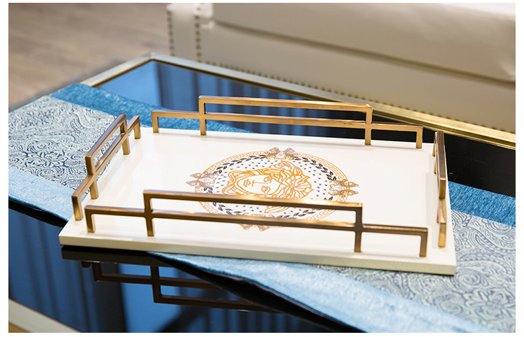 范思哲爱马仕欧式家居饰品茶几床上装饰品托盘摆件