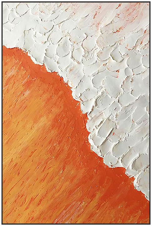 印象画都 现代轻奢客厅落地沙发背景墙壁画大气橙色艺术喷绘