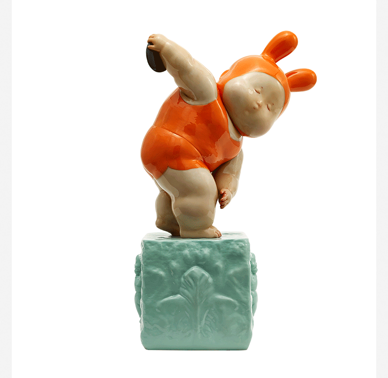 稀奇艺术瞿广慈雕塑《掷铁饼baby》可爱桌面艺术品摆件