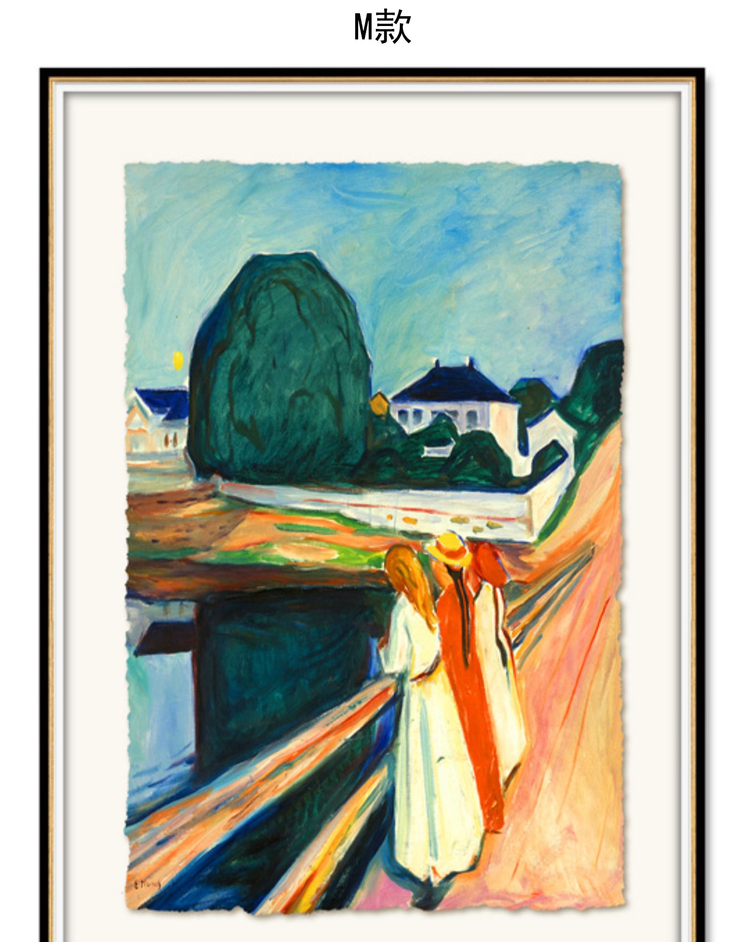 西方立体主义巴塞尔金箔工艺现代艺术实木框装饰画