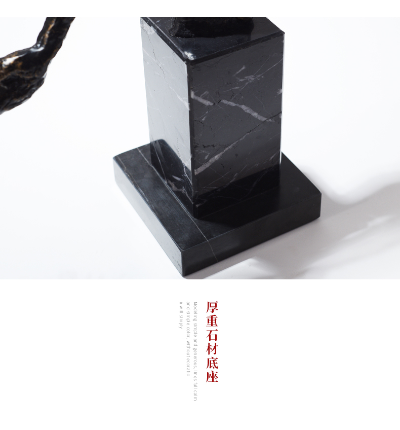 由居 新中式创意合金树雕塑大理石底座摆件-摆件-2021美间(软装设计采