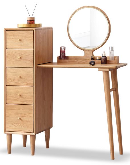 源氏木语 北欧收纳一体橡木伸缩梳妆台