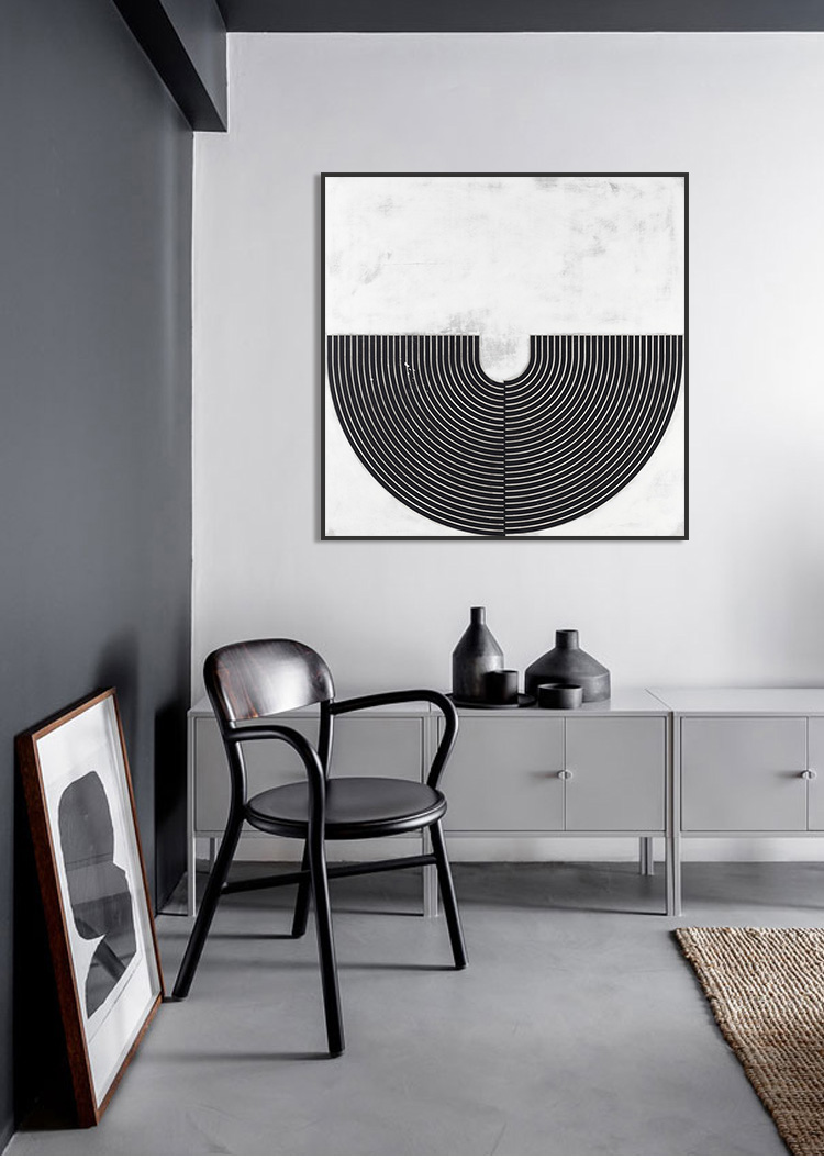 印象画都 工业风客厅餐厅玄关背景墙挂画创意线条黑白抽象画