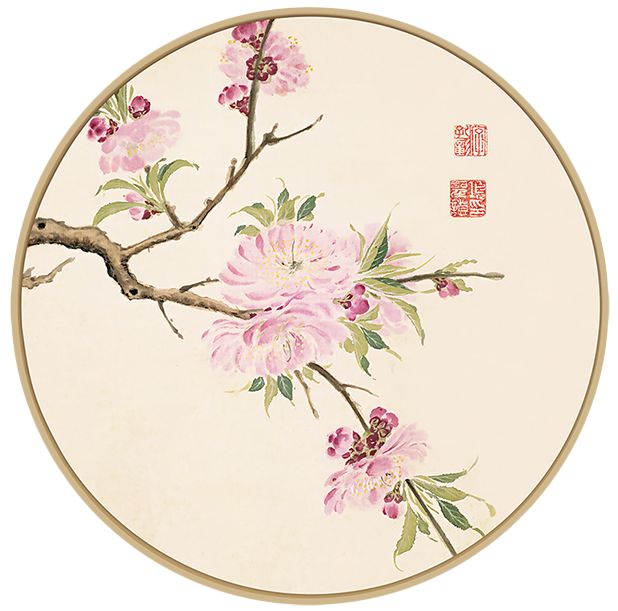 新中式客厅装饰画玄关壁画圆框画 中国风水墨花卉圆盘画餐厅挂画