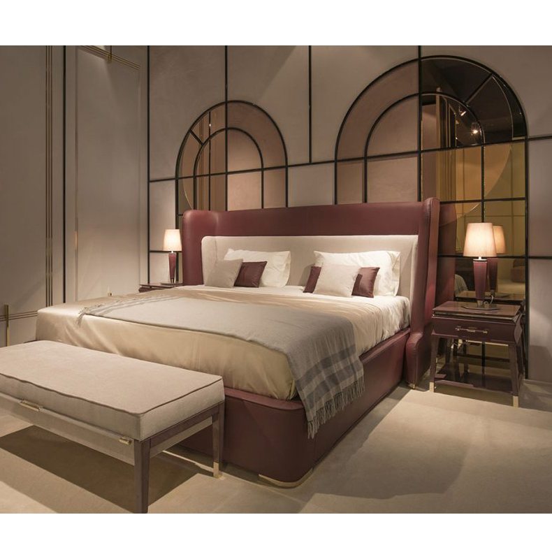 洛品家具 现代turri高端定制卧室轻奢简约布艺双人床