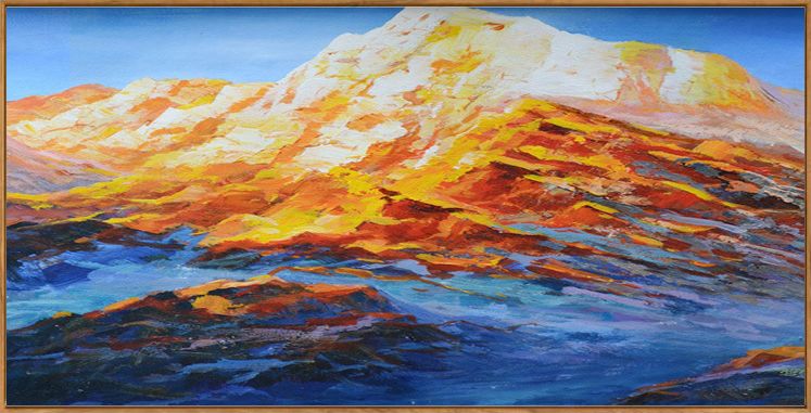 印象斑斓 日照金山 手绘油画 北欧风格现代风景客厅大幅装饰画