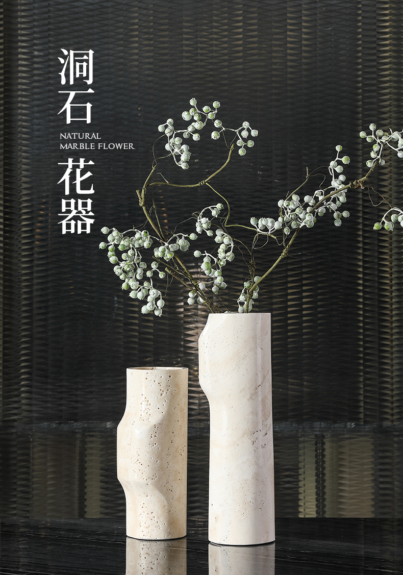 邸高 新中式米白大理石花器-花器-2021美间(软装设计采购助手)