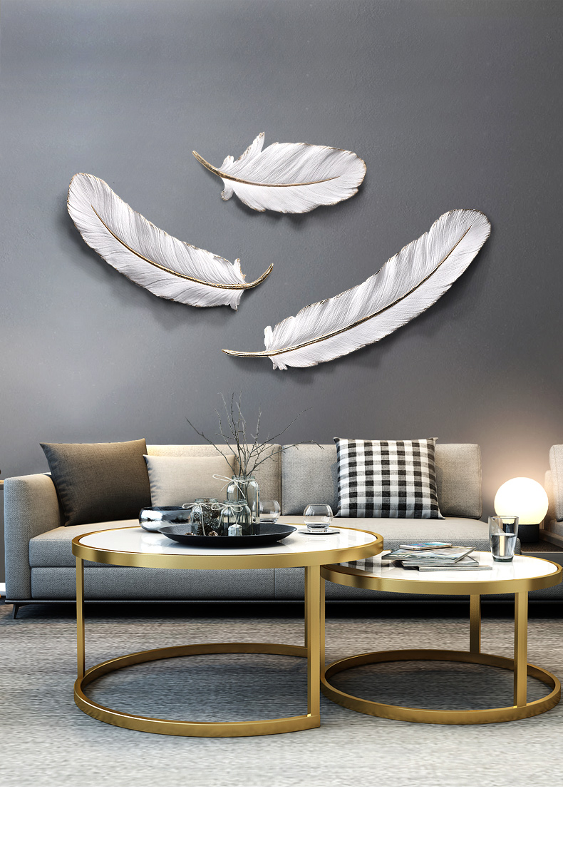 羽毛壁挂壁饰轻奢墙面饰品卧室床头3d创意挂饰客厅沙发背景墙挂件